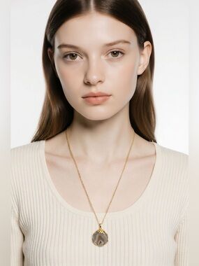 Charlene K Pink Agate Necklace Pendant Gold Vermeil Gemstone
